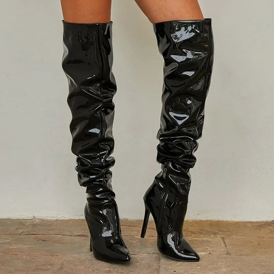 Thigh-High Patent Leather Boots