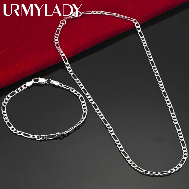 Sterling Silver Figaro Chain Set