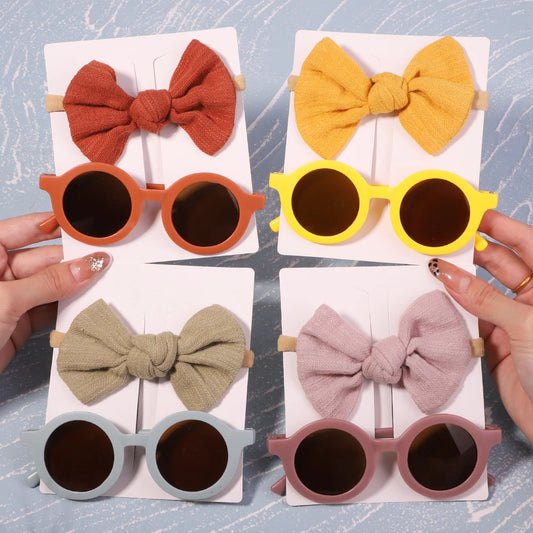 Vintage Kids  Bows Headband Sunglasses