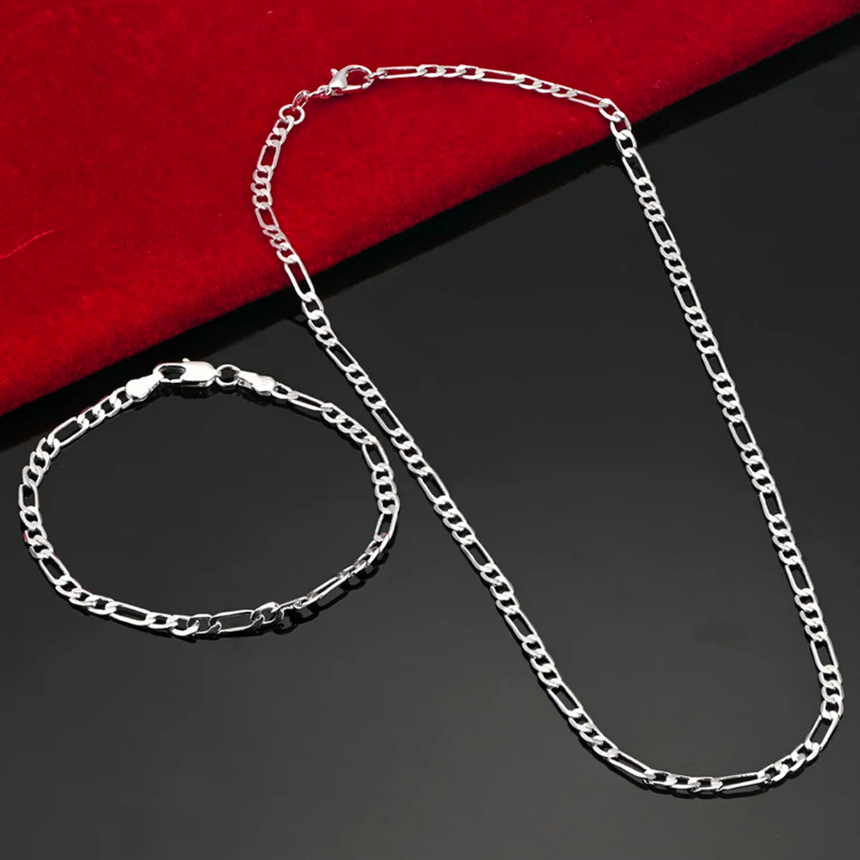 Sterling Silver Figaro Chain Set