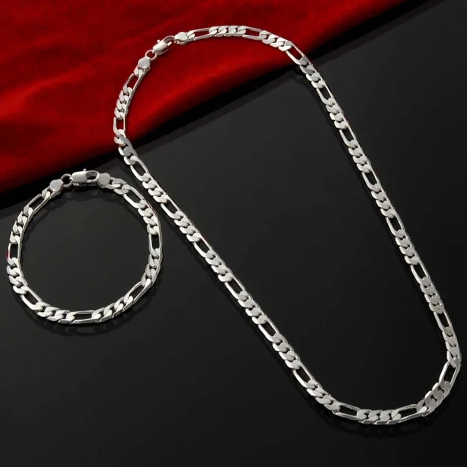 Sterling Silver Figaro Chain Set