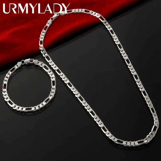 Sterling Silver Figaro Chain Set